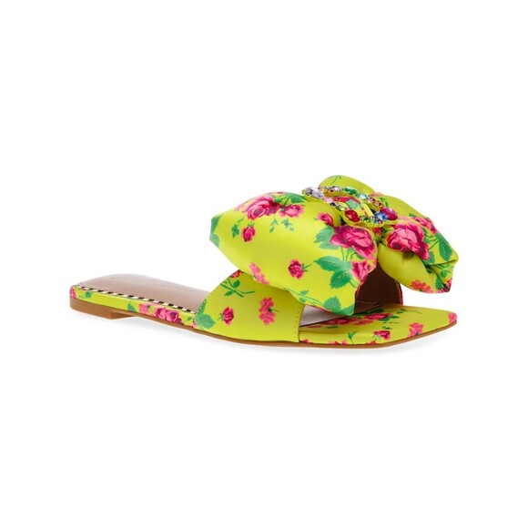 Betsey Johnson Women's Daisyy Satin Square Toe Slide Sandals, Multicolor, 5M - Picture 1 of 3